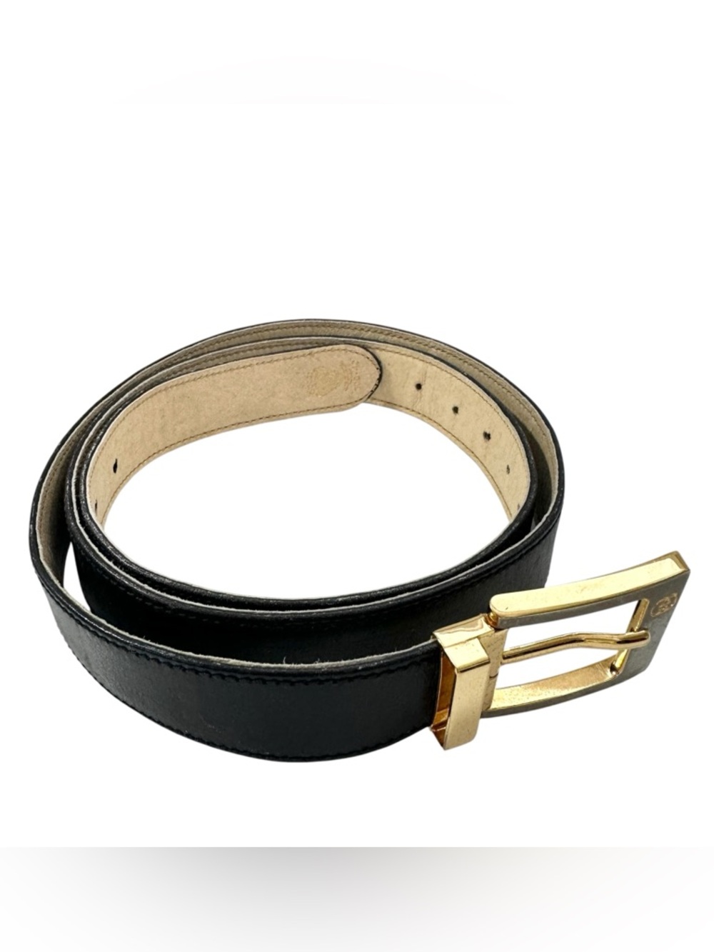 Gucci Black Leather & Silver Gold Engraved GG Belt - Picture 2 of 14